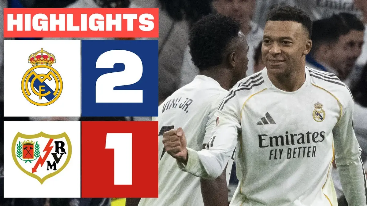 Real Madrid - Rayo Vallecano résumé vidéo du match. Victoire du Real (2-1)