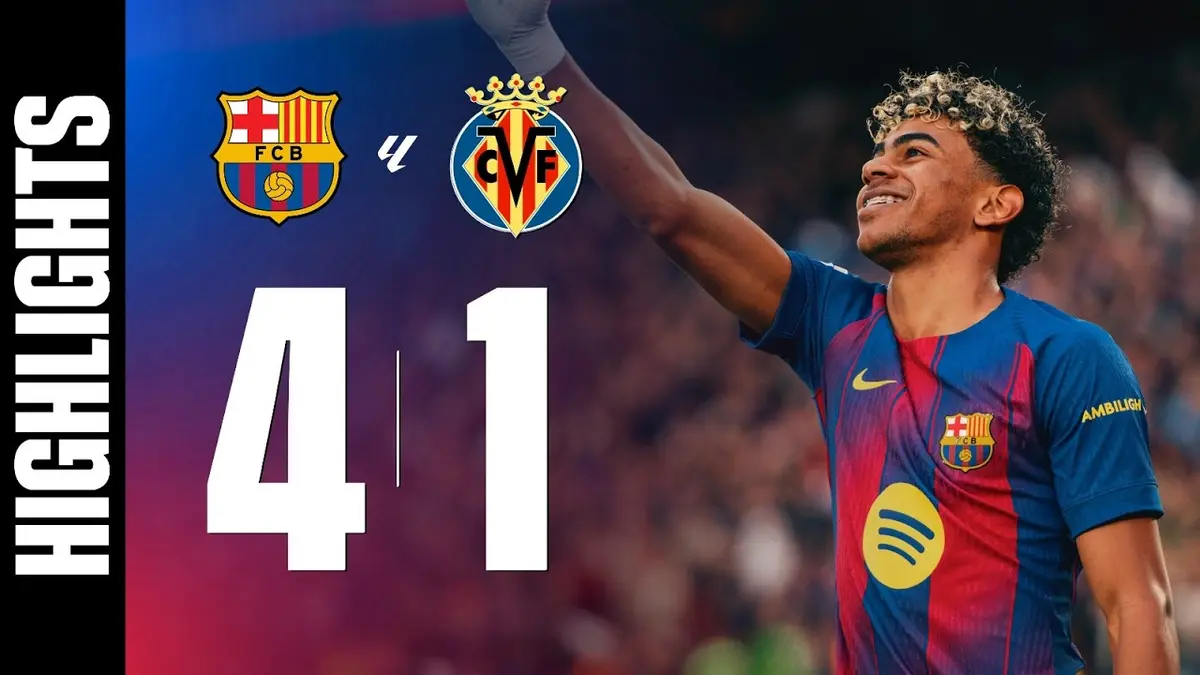 FC Barcelone - Villarreal résumé vidéo du match de Liga. Lamine Yamal régale.